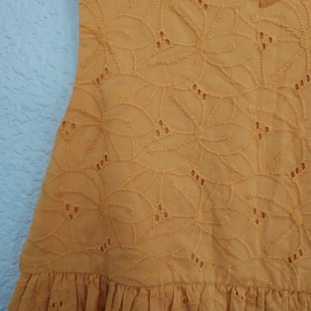 BeeBay Mustard Yellow Eyelet Dress Size 7 - Picture 3 of 8